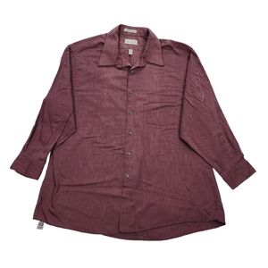 Van Heusen Hampton Twill Button Up Shirt Men's Red Size XXL Easy Care